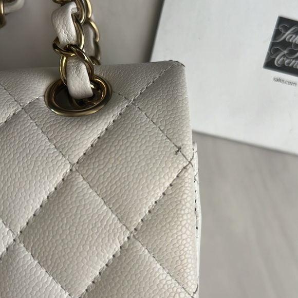 White Chanel Small Classic Flap with Gold Hardware - Picture 3 of 11